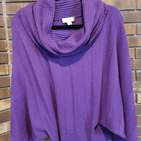 Nordstrom wool and cashmere blend cropped batwing dolman purple sweater - Picture 7 of 9